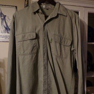 Black Horse Shirt Men's Sz 32(M/L) Sage Button Down Brushed Cotton